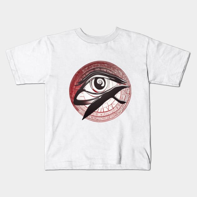 Eye of Horus Ruby Red Shadow Silhouette Anime Style Collection No. 229 Kids T-Shirt by cornelliusy